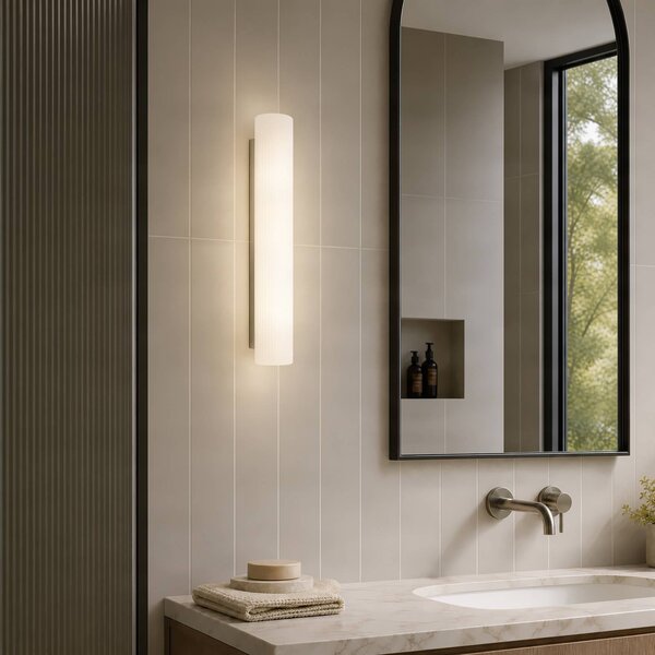 Lucande LED koupelnové světlo nástěnné Victoire, 50 cm, bílá/chrom,, Bílá / opál, Koupelna, Sklo, Moderní