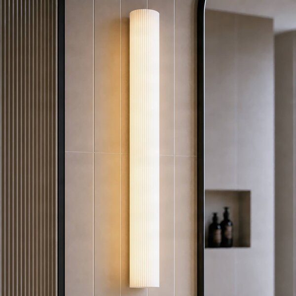 Lucande LED koupelnové světlo nástěnné Victoire, 70 cm, bílá/chrom,, Bílá / opál, Koupelna, Sklo, Moderní