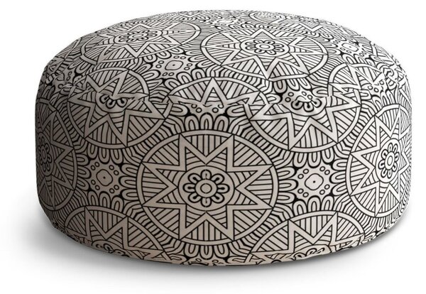 Taburet Circle hvězdy mehendi, černá / bílá