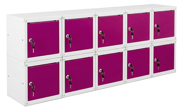 10x Uzamykatelná kovová skříňka Trestles SKM 350x350x350, fialová dvířka