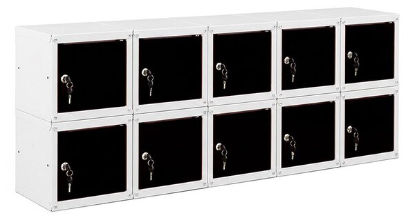 10x Uzamykatelná kovová skříňka Trestles SKM 350x350x350, černá dvířka