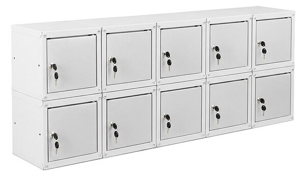 10x Uzamykatelná kovová skříňka Trestles SKM 350x350x350, světle šedá dvířka
