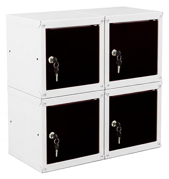 4x Uzamykatelná kovová skříňka Trestles SKM 250x250x250, černá dvířka
