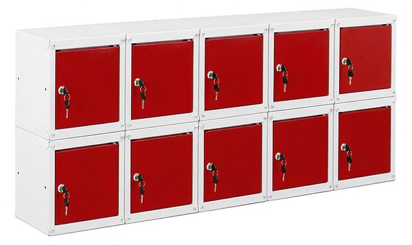 10x Uzamykatelná kovová skříňka Trestles SKM 350x350x350, červená dvířka