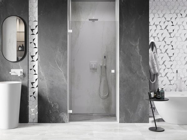Mexen Lunar-B sprchové dveře otočné levé 80 cm, transparentní, bílé - 832-080-000-20-00-L