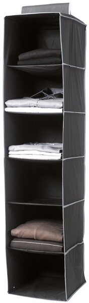 Závěsný organizér na oblečení Compactor URBAN 30 x 30 x 128 cm – 6 polic, černý