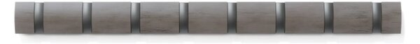 Věšák na zeď umbra FLIP 8 háčků šedý/háčky cínový odstín, 81x7x3 cm