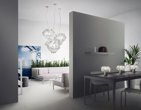 SLAMP VELSS00CTR01R00000EU Veli Couture Suspension, závěsné designové svítidlo s červeným kabelem, 2x12W E27, prům. 42cm