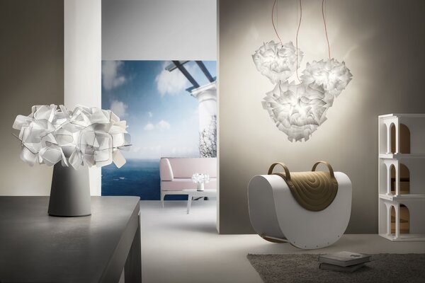 SLAMP VELSL00CTR01T00000EU Veli Couture large suspension, závěsné designové svítidlo s transparentním kabelem, 4x12W E27, prům. 60cm
