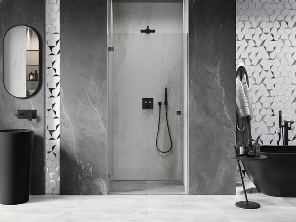 Mexen Lunar-B sprchové dveře otočné levé 95 cm, transparentní, kartáčovaná gun gray - 832-095-000-66-00-L
