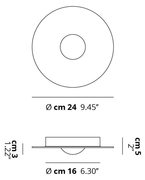 Lodes 16131 1227 Bugia Single, stropní svítidlo, 1x15W LED 2700K, bílá, prům. 24cm