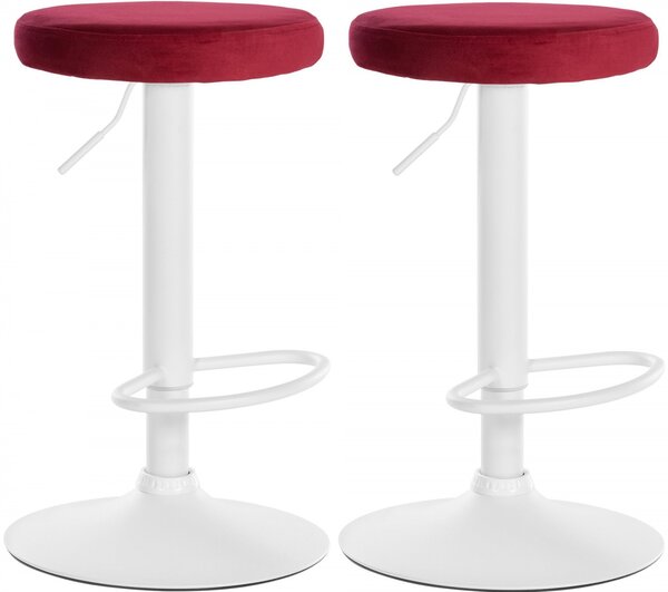 2x Barová židle Ponte - samet, bílý rám- Červená