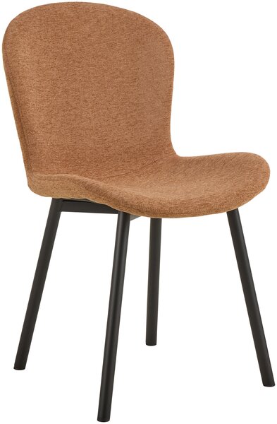 MAZZONI EXPORT FIORA Terakotová (látka Apia 272) / černý rám – MODERNÍ ČALOUNĚNÁ ŽIDLE Z CHENILLE PRO OBÝVACÍ POKOJ/JÍDELNU