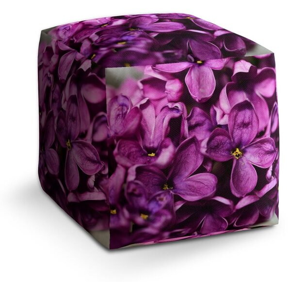 Taburet Cube fialové květy, fialová