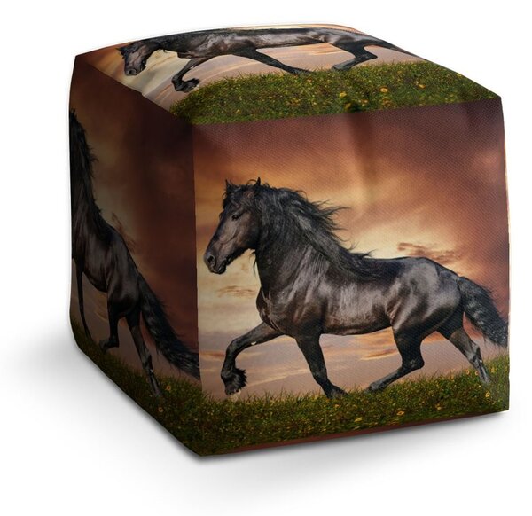 Taburet Cube friský kůň, hnědá