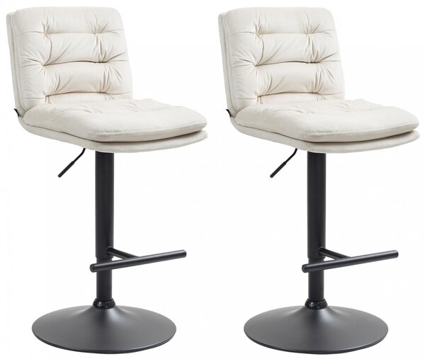 2x Barová židle Damar - samet, černý rám - cream