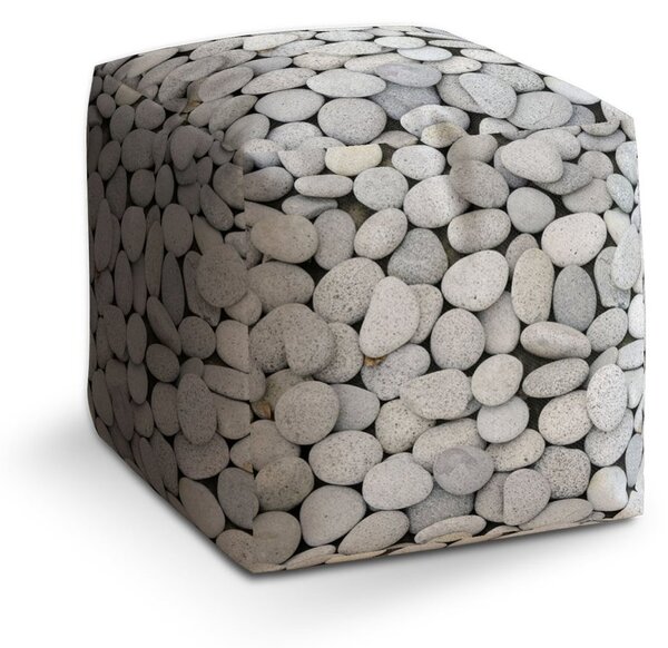 Taburet Cube oblázky, šedá