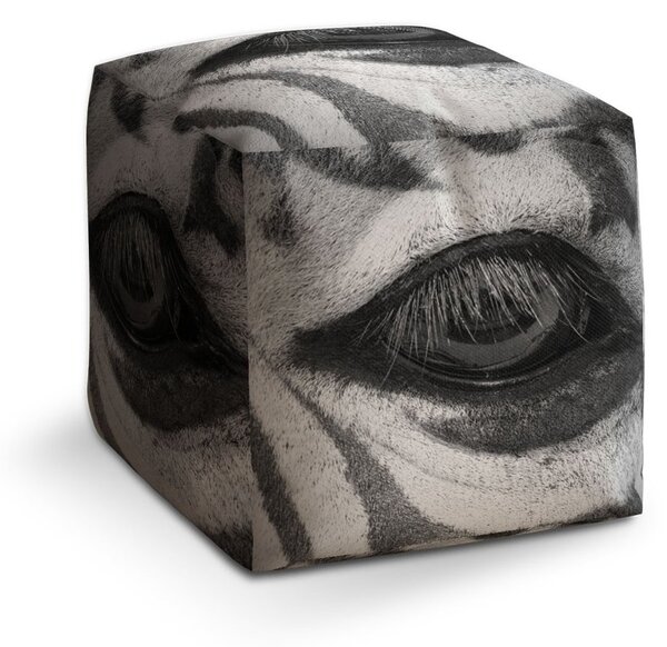 Taburet Cube oko zebry, šedá