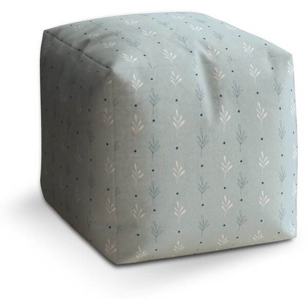 Taburet Cube modré a bílé lístky, šedá