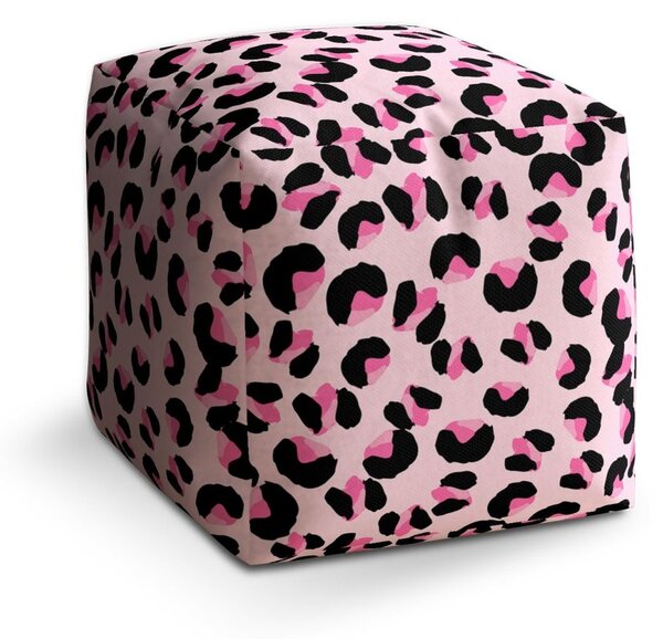 Taburet Cube růžový gepard, růžová