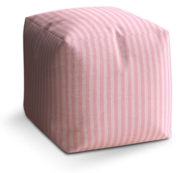 Taburet Cube růžové pruhy, růžová