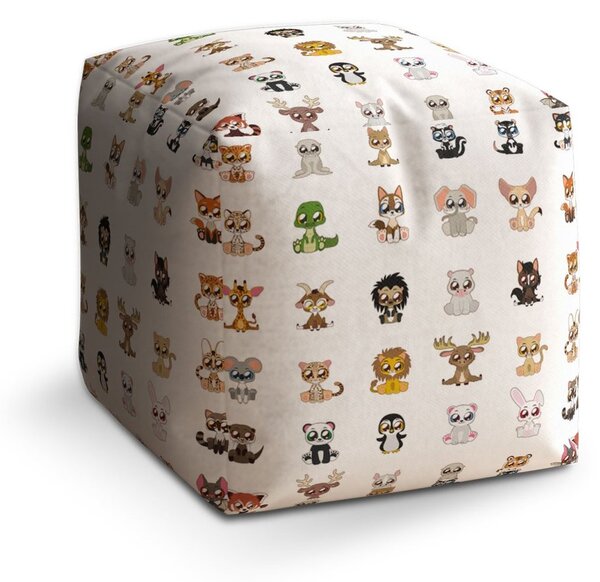 Taburet Cube zvířátka 4, bílá
