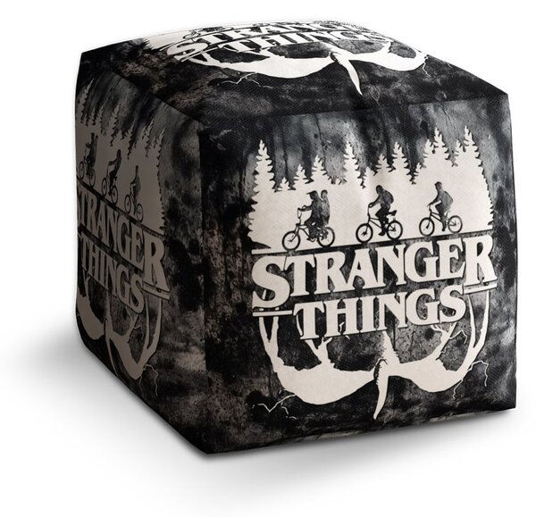 Taburet Cube Stranger Things White, černá / bílá