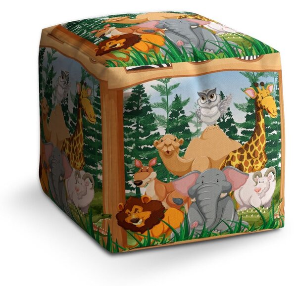 Taburet Cube zoo, barevná