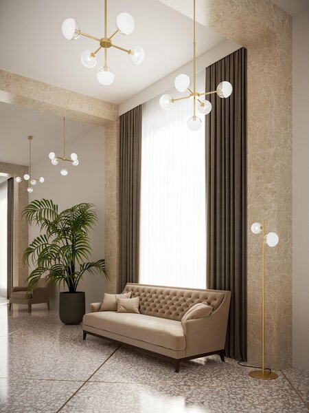 Il Fanale 275.09.ONT Molecola, závěsné mosazné svítidlo, 5x5W LED G9, šířka 61,3cm