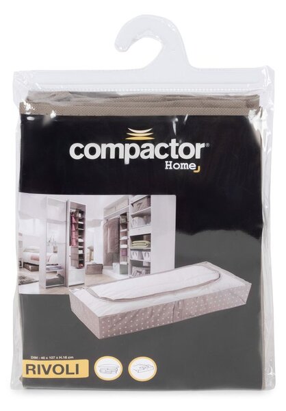 Nízký textilní úložný box Compactor Rivoli 107 x 46 x 16 cm, hnědá s bílými puntíky