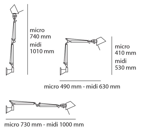 Artemide 57TOL Tolomeo Micro Parete Halo, designové nástěnné svítidlo s vypínačem, 1x60W E14, bílá, max. 74cm