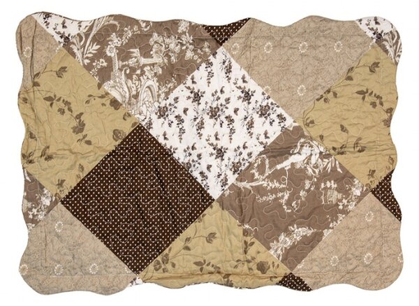 Hnědý patchwork přehoz na jednolůžko s povlakem na polštář Jennifer – 180x250 cm