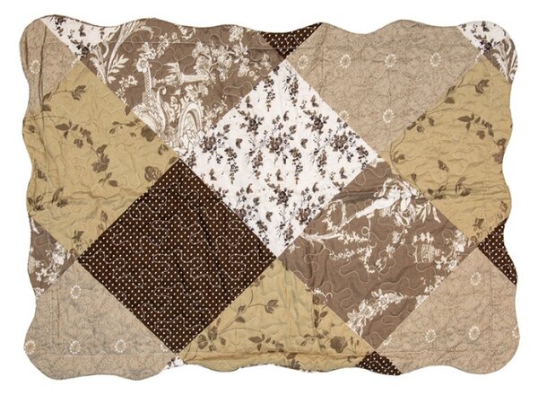 Hnědý patchwork přehoz na dvoulůžko s 2 povlaky na polštář Jennifer – 230x250 cm