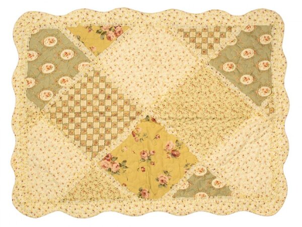 Žlutý patchwork přehoz na dvoulůžko s 2 povlaky na polštář Jennifer – 230x250 cm