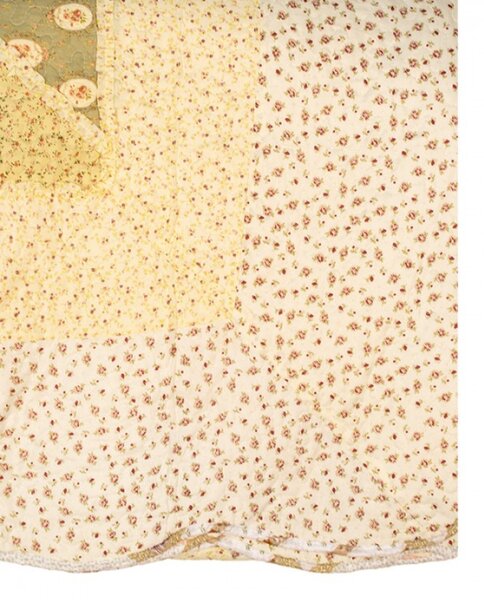 Žlutý patchwork přehoz na dvoulůžko s 2 povlaky na polštář Jennifer – 230x250 cm