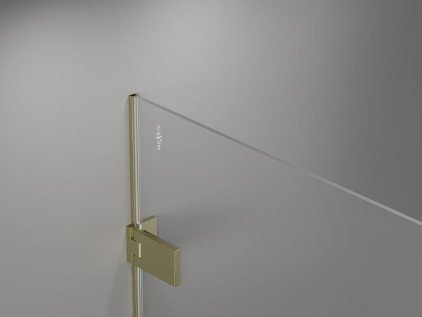 Mexen Lunar-F skládací sprchové dveře levé 125 cm, transparentní, zlaté kartáčované - 836S-125-050-55-00-L