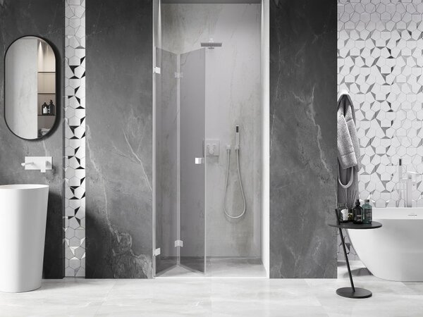 Mexen Lunar-F sprchové dveře skládací levé 60 cm, transparentní, bílé - 836-060-000-20-00-L