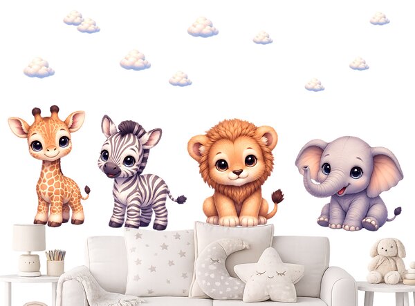 Styl Disney safari zvířátka dětské samolepky na zeď arch 35 x 45 cm