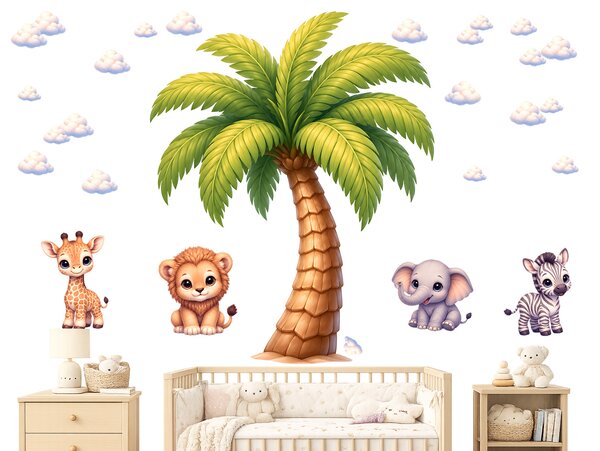 Styl Disney safari palma samolepky na zeď pro děti arch 60 x 75 cm