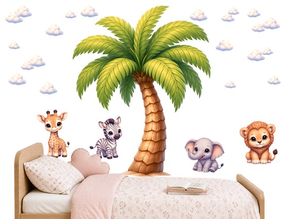 Styl Disney safari palma samolepky na zeď pro děti arch 60 x 75 cm