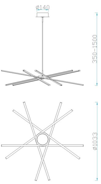 Mantra 5911 Star LED, moderní závěsné svítidlo, 60W LED 3000K stmívatelné, prům. 103cm