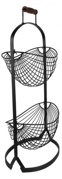 Drátěný kuchyňský stojan se 2 houpacími košíky – 27x19x57 cm