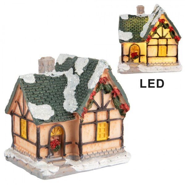 Barevný dekorační domeček s LED světýlky Hoefkens – 6x5x6 cm