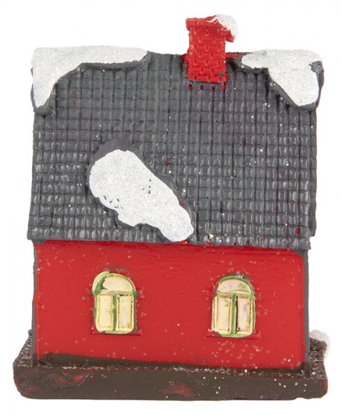 Červený vánoční dekorační domeček s LED světýlky Hoefkens – 6x5x7 cm