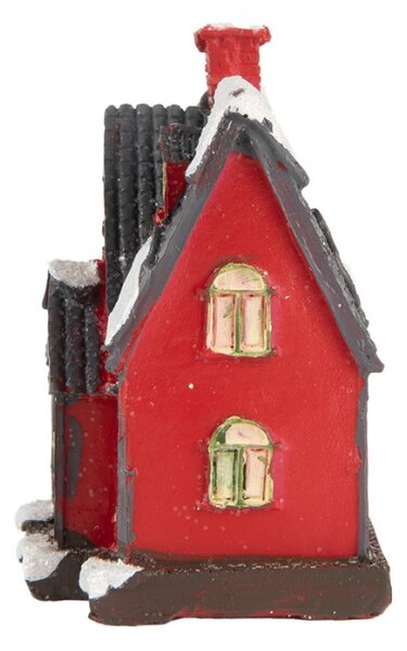 Červený vánoční dekorační domeček s LED světýlky Hoefkens – 6x5x7 cm
