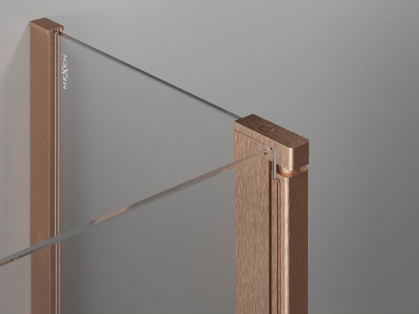 Mexen Mist sprchové dveře křídlové 140 cm, transparentní, kartáčovaná měď - 8A4-140-001-65-00