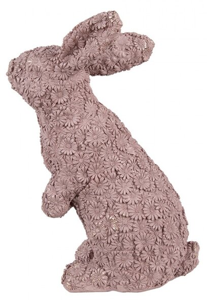 Růžová velikonoční dekorační figurka zajíček posetý květy – 19x11x26 cm