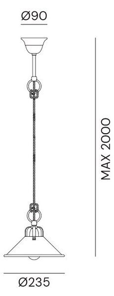 Il Fanale 204.07.OO Cascina, závěsné svítidlo z mosazi, 1x46W E27, prům.23cm