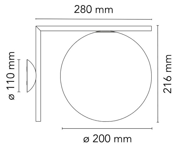 Flos F3178030 IC Lights C/W1, designové svítidlo, 1x60W E14, černá, Ø 20cm