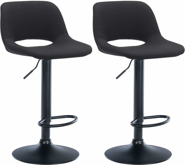 2x Barová židle Camden - látka, černý rám - Černá